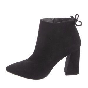 Stuart Weitzman 8.5 Grandiose Black Suede Pointed Toe Ankle Boot with Block Heel
